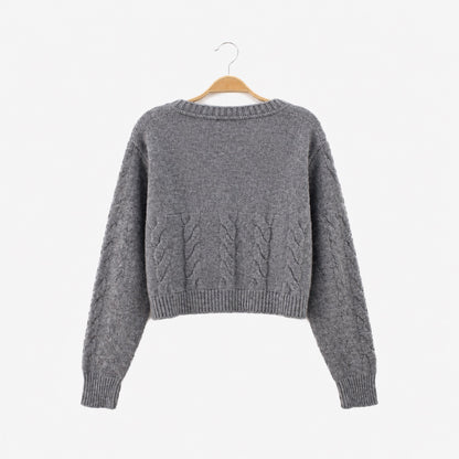 Gilet court torsadé femme gris – vue de dos