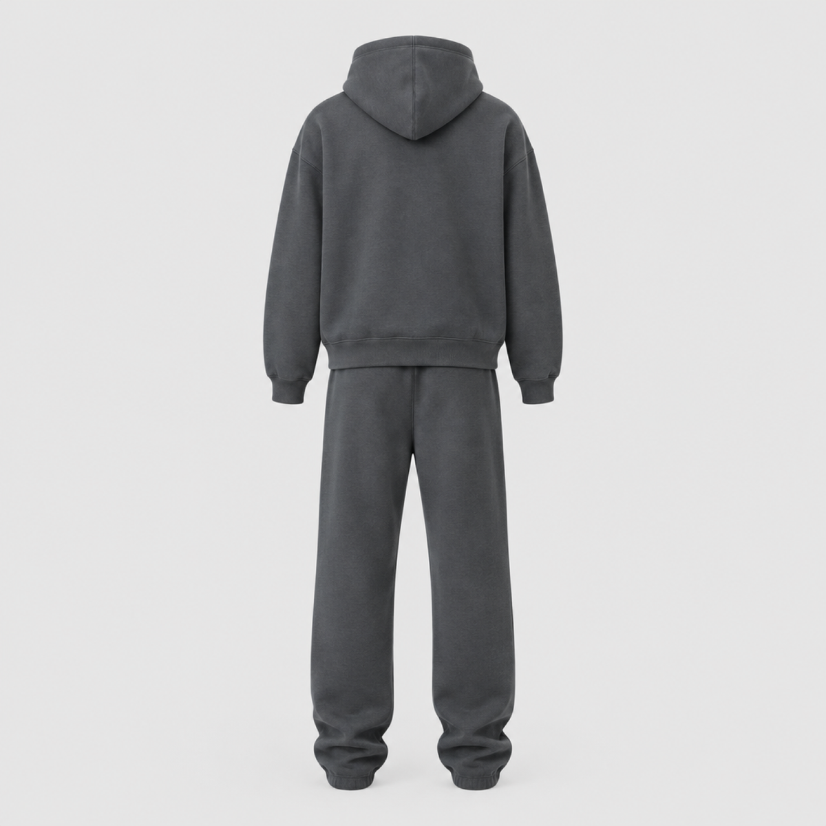 Ensemble hoodie oversize et jogging femme gris, vue de dos