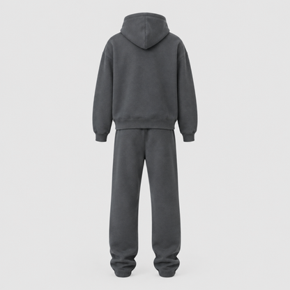 Ensemble hoodie oversize et jogging femme gris, vue de dos