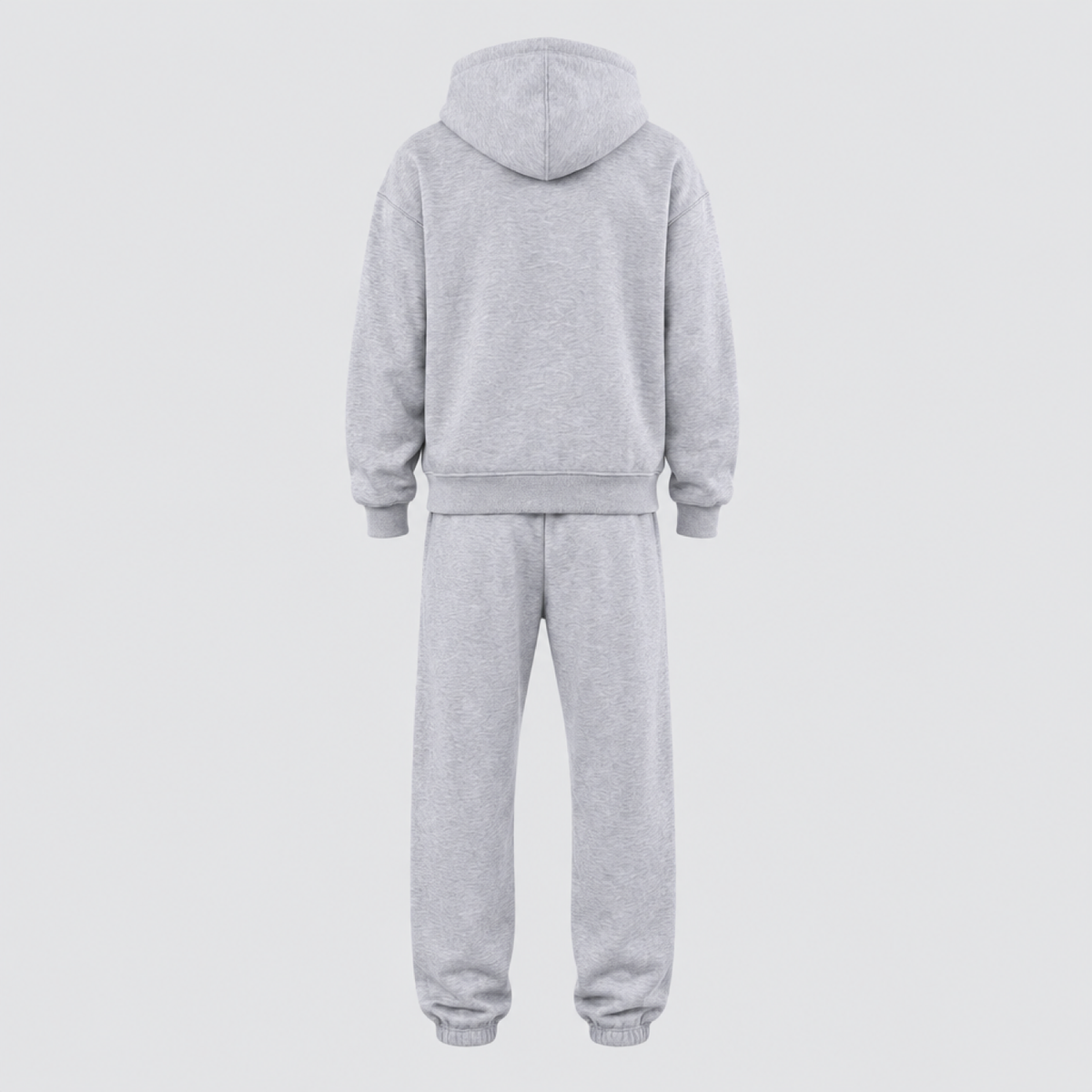 Ensemble hoodie oversize et jogging femme gris clair, vue de dos