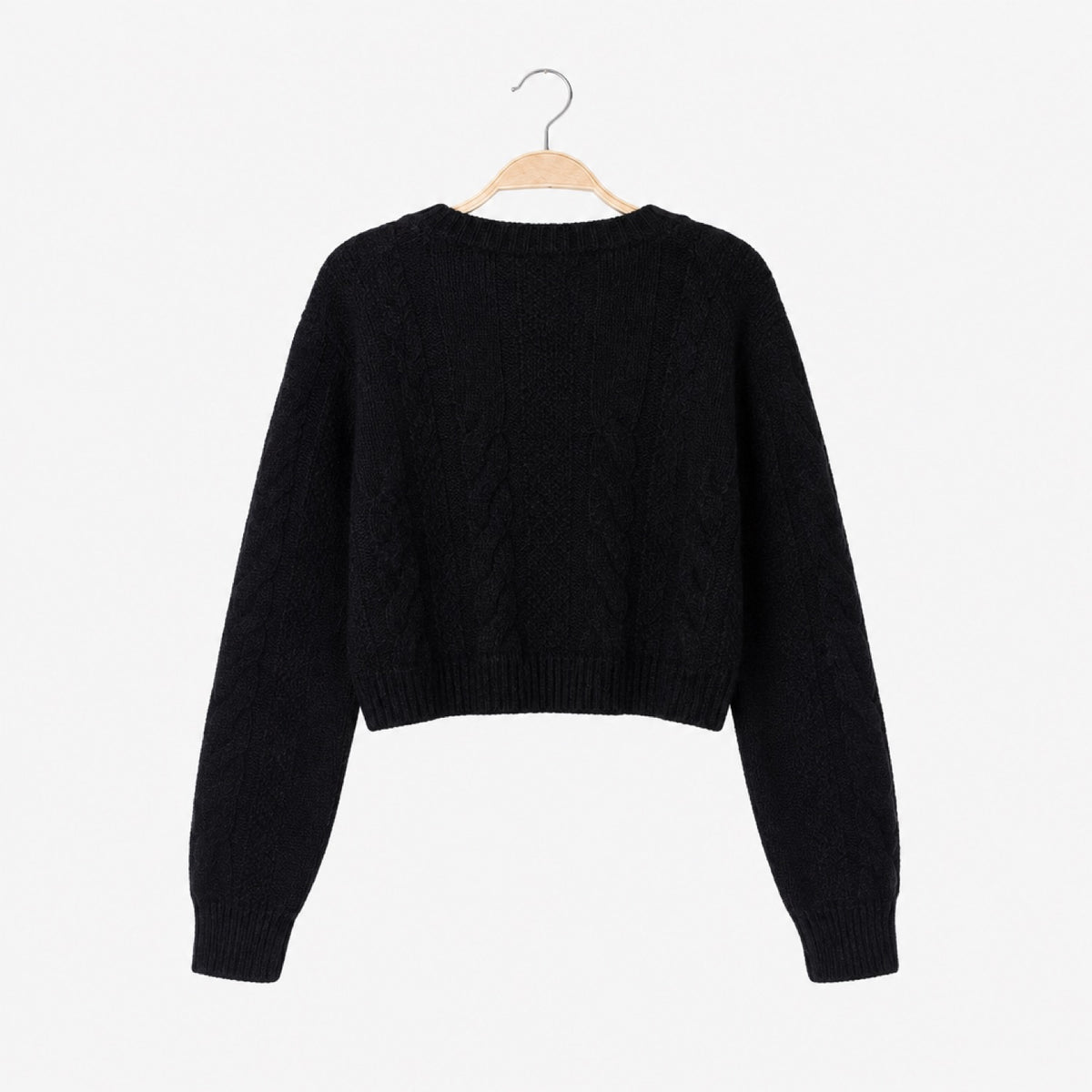 Gilet court torsadé femme noir – vue de dos