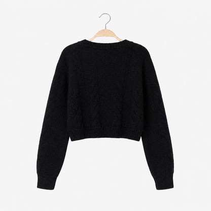 Gilet court torsadé femme noir – vue de dos
