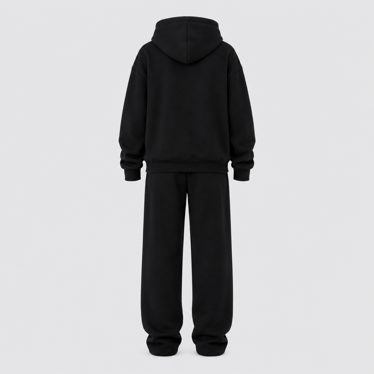 Ensemble hoodie oversize et jogging femme noir, vue de dos