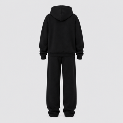 Ensemble hoodie oversize et jogging femme noir, vue de dos