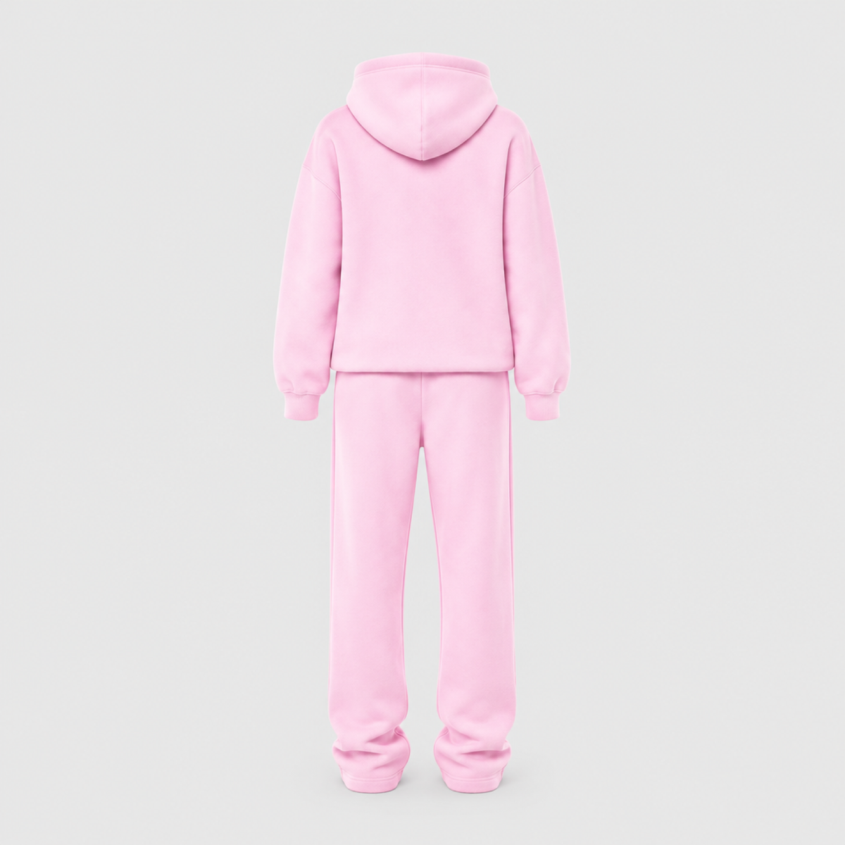 Ensemble hoodie oversize et jogging femme rose clair, vue de dos