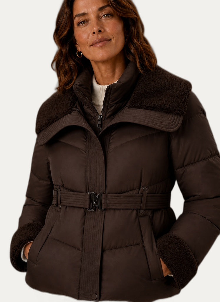 Veste hivernale pour femme - Veste gonflable à ceinture