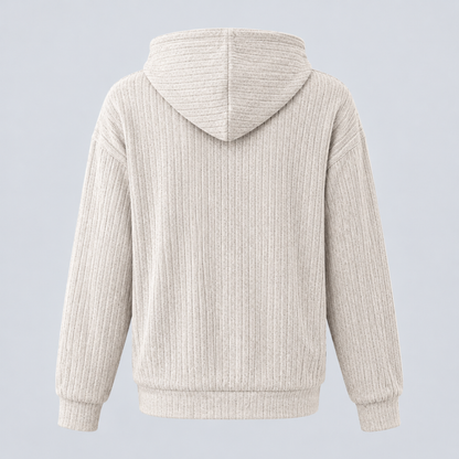Hoodie femme à capuche et poche kangourou beige, vue de dos
