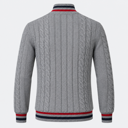 Pull homme marin gris à demi-zip, vue de dos