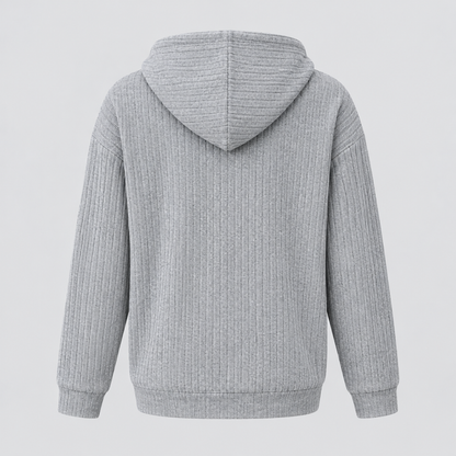 Hoodie femme à capuche et poche kangourou gris clair, vue de dos