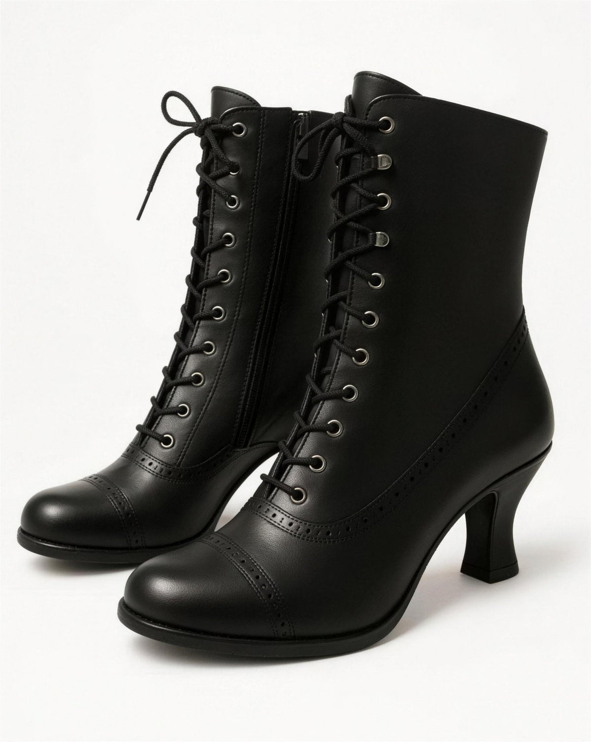Bottines Rétro à Lacets pour Femme, coloris Noir