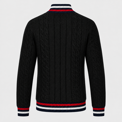 Pull homme marin noir à demi-zip, vue de dos