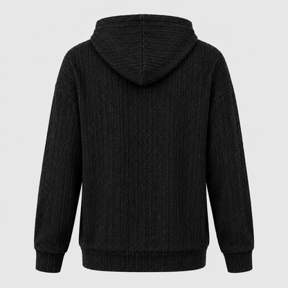 Hoodie femme à capuche et poche kangourou noir, vue de dos