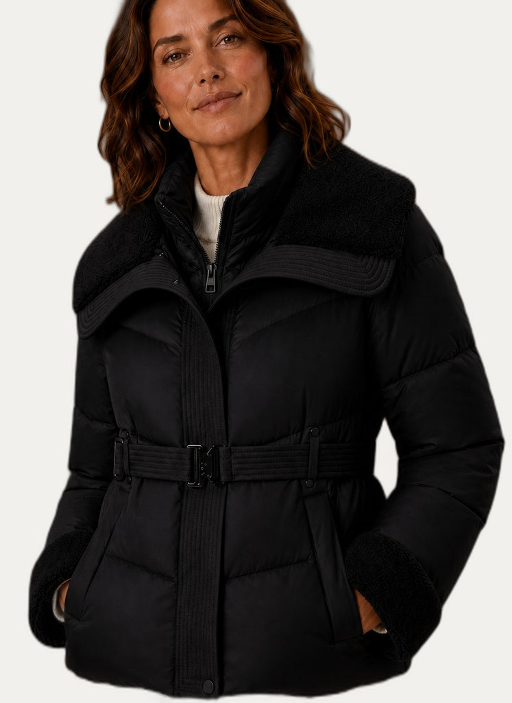 Veste hivernale pour femme - Veste gonflable à ceinture