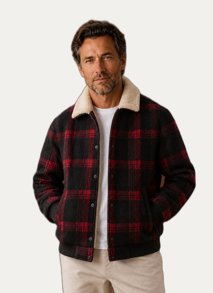 Veste bomber sherpa pour homme avec col montant et poches pratiques