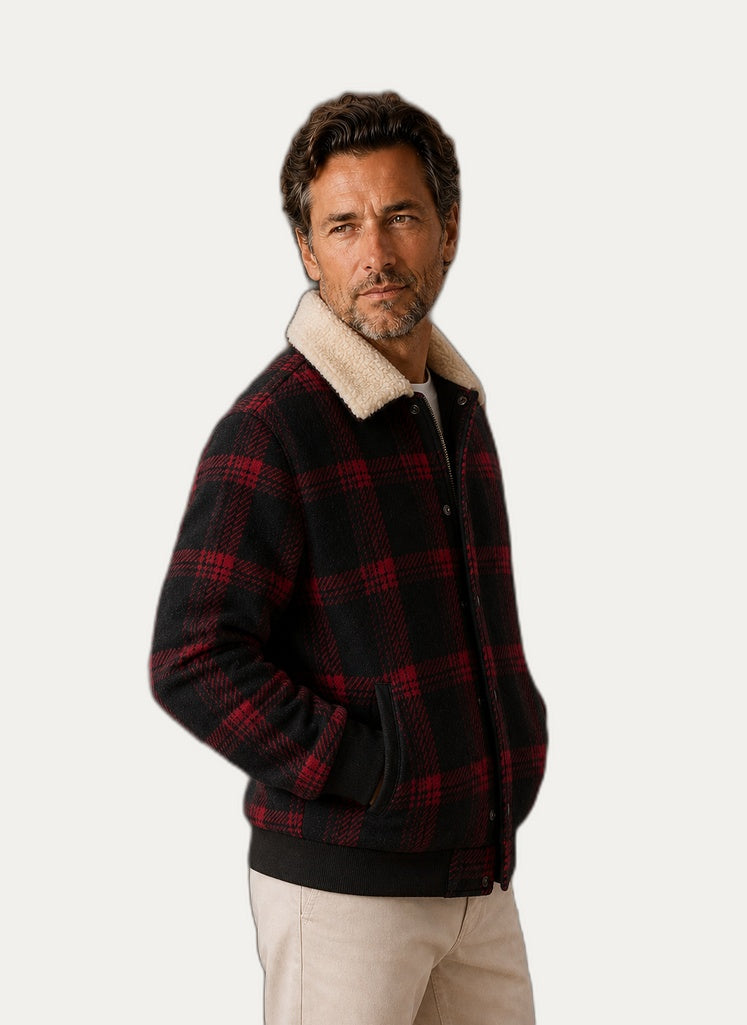 Veste bomber sherpa pour homme avec col montant et poches pratiques
