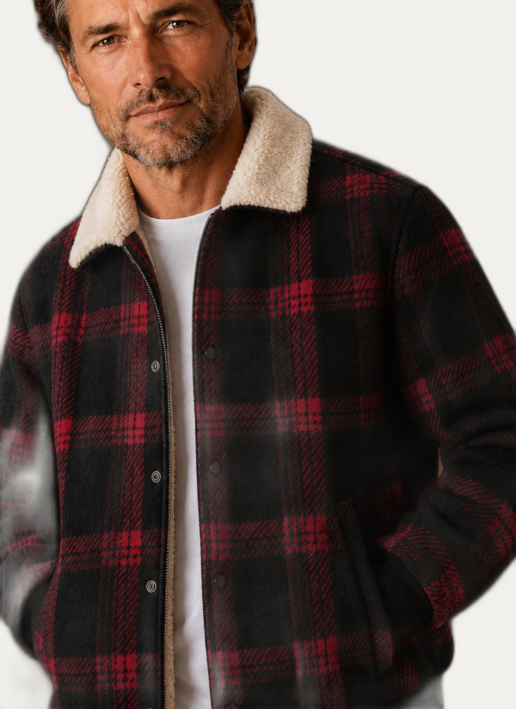 Veste bomber sherpa pour homme avec col montant et poches pratiques