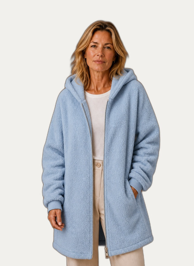 Veste hivernale en fleece pour femme avec capuchon
