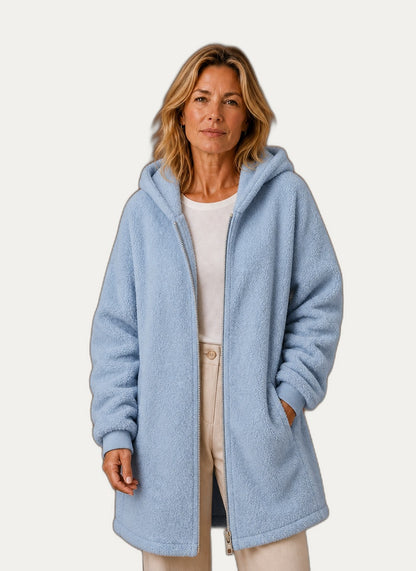 Veste hivernale en fleece pour femme avec capuchon