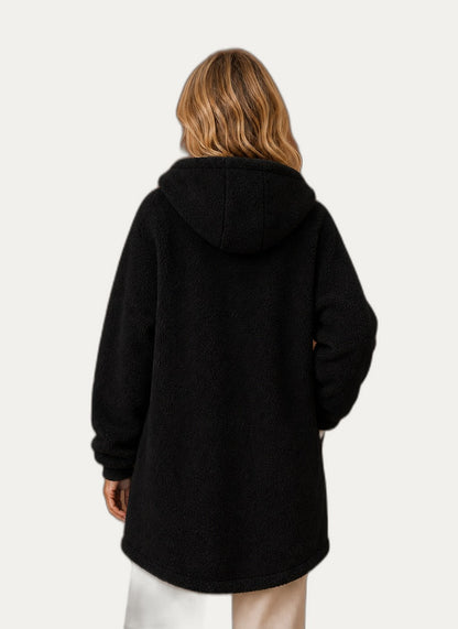 Veste hivernale en fleece pour femme avec capuchon