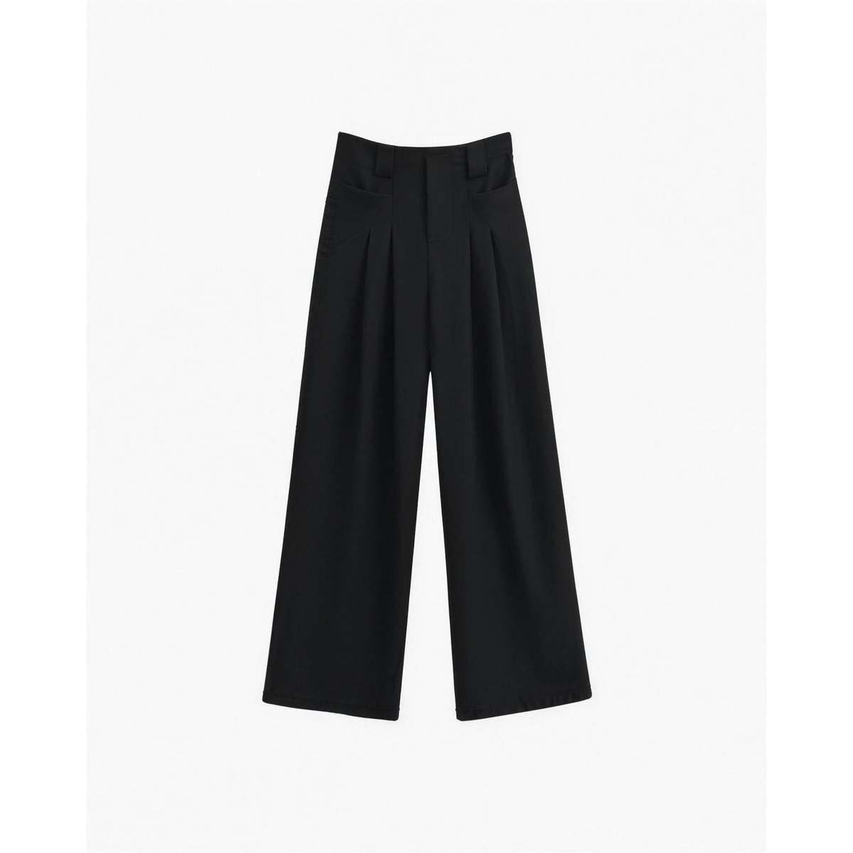 pantalon tailleur femme jambe large taille haute, vue de face