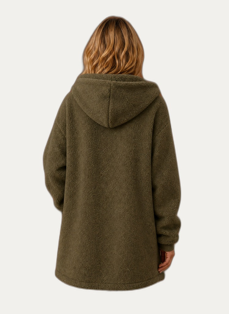 Veste hivernale en fleece pour femme avec capuchon