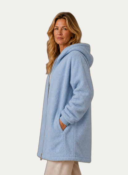 Veste hivernale en fleece pour femme avec capuchon