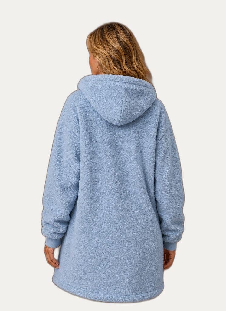 Veste hivernale en fleece pour femme avec capuchon