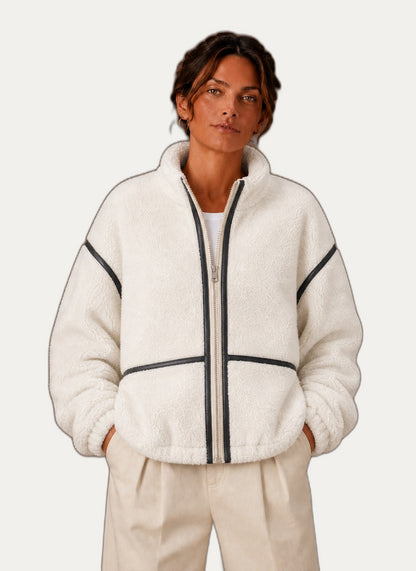 Veste en fleece Sherpa pour femme - Coupe décontractée avec capuchon