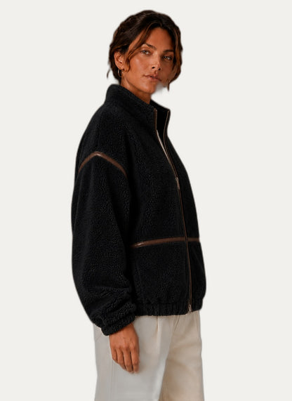 Veste en fleece Sherpa pour femme - Coupe décontractée avec capuchon
