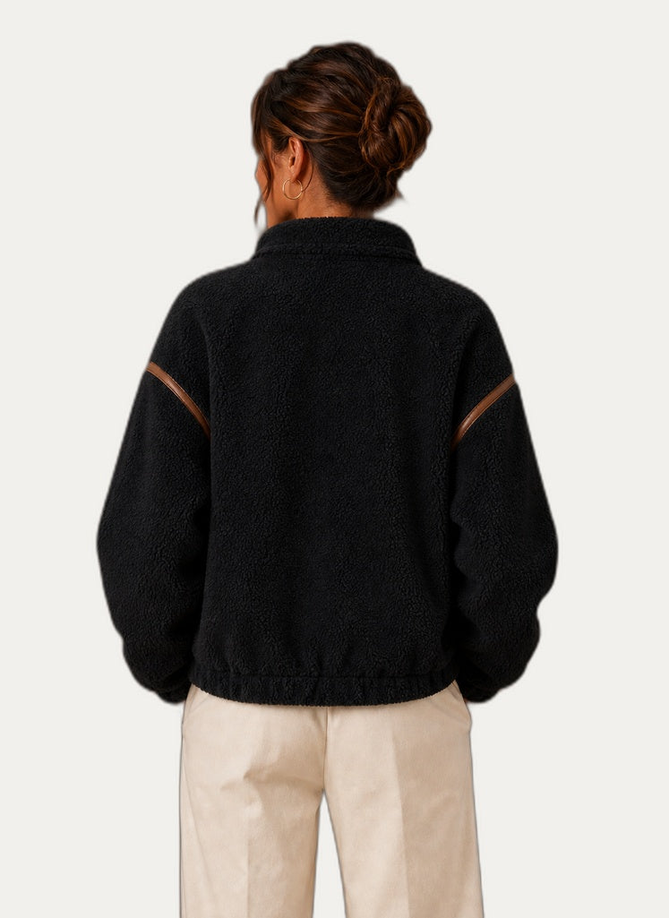 Veste en fleece Sherpa pour femme - Coupe décontractée avec capuchon