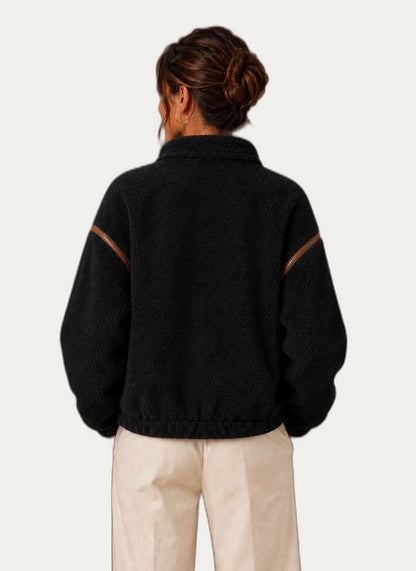 Veste en fleece Sherpa pour femme - Coupe décontractée avec capuchon