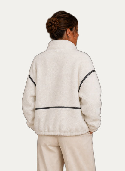 Veste en fleece Sherpa pour femme - Coupe décontractée avec capuchon