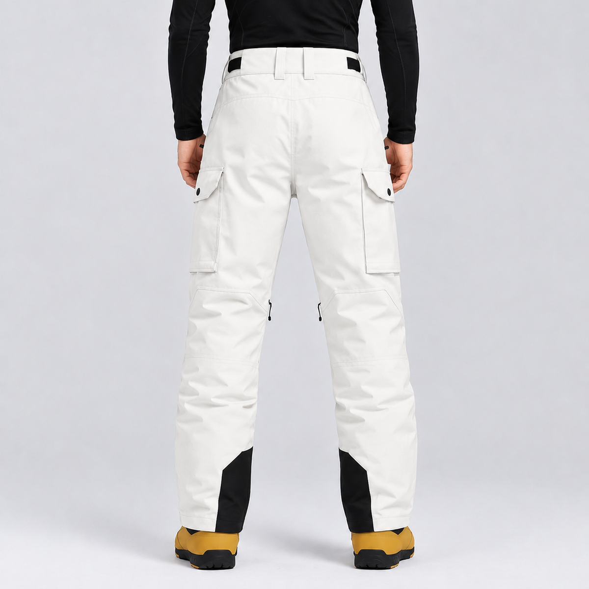 Pantalon de ski cargo homme multipoches — Blanc Cassé, vue de dos
