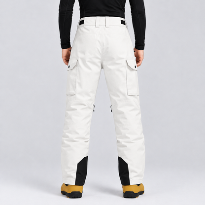 Pantalon de ski cargo homme multipoches — Blanc Cassé, vue de dos
