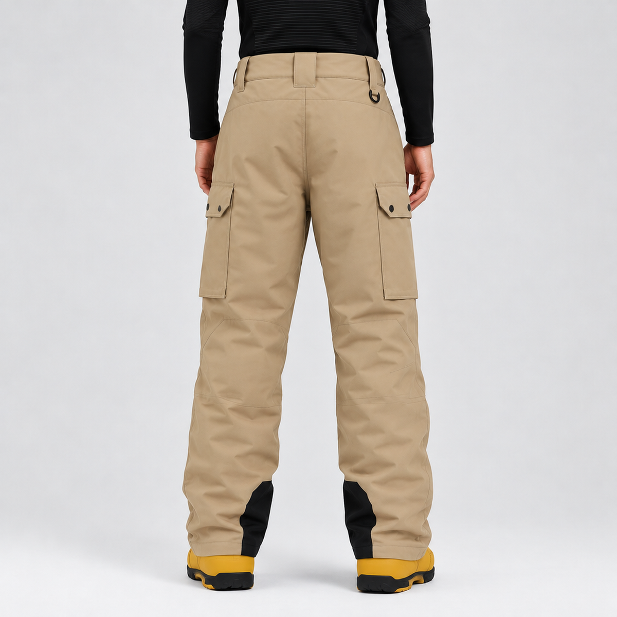 Pantalon de ski cargo homme multipoches — Kaki, vue de dos