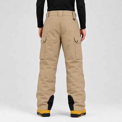 Pantalon de ski cargo homme multipoches — Kaki, vue de dos