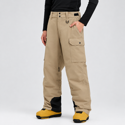 Pantalon de ski cargo kaki avec empiècements noirs à la cheville