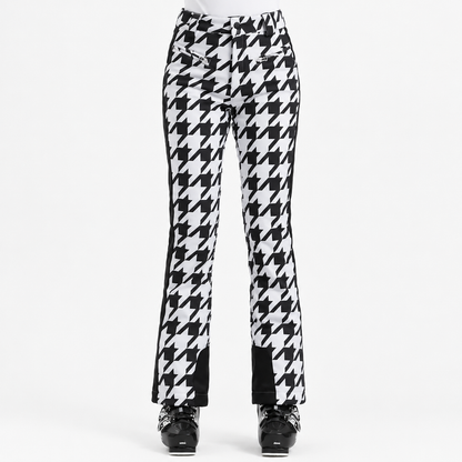 Pantalon de ski femme slim imperméable motif pied-de-poule - vue face