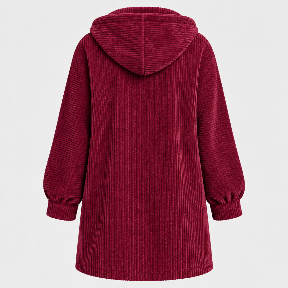 manteau femme rouge, vue de dos