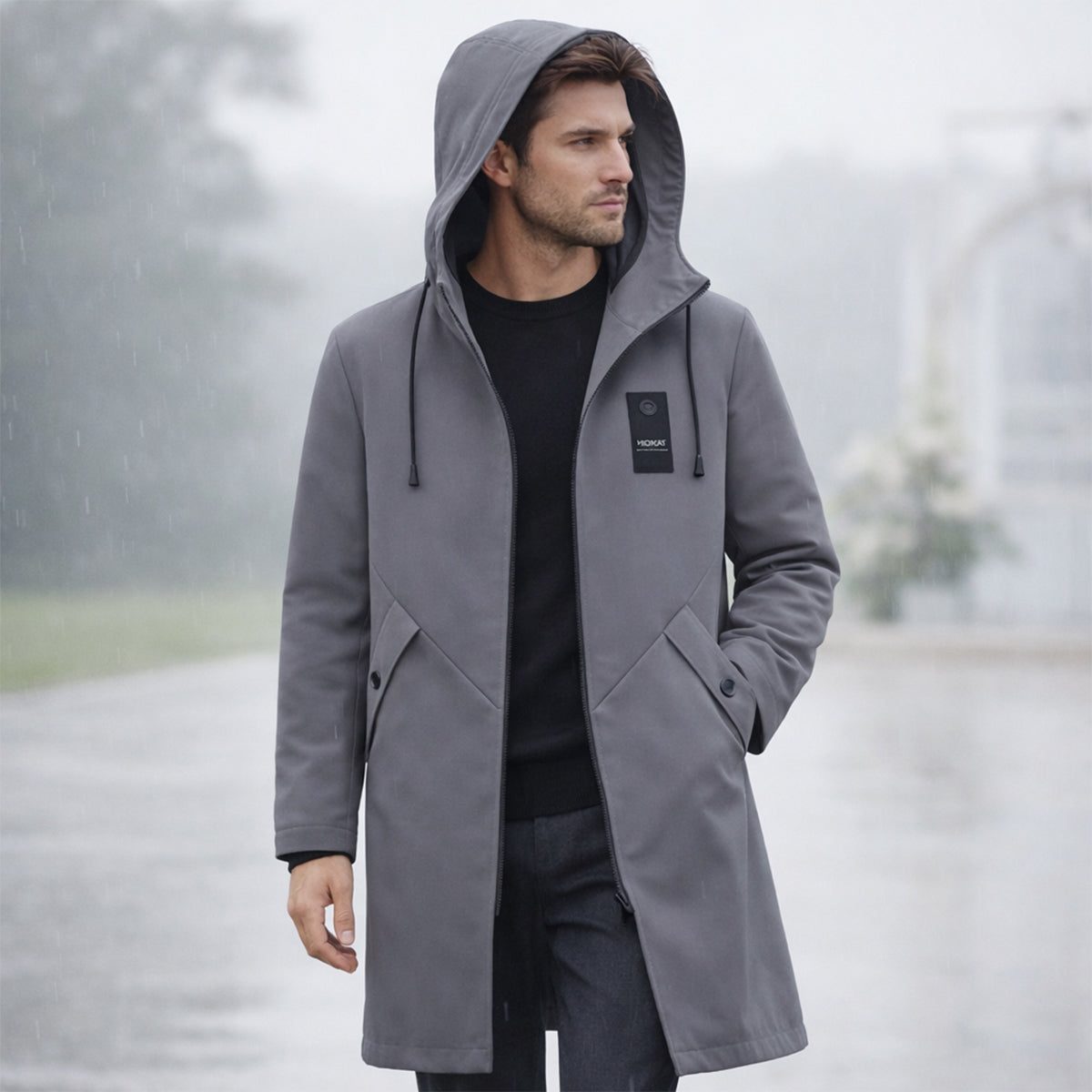 veste imperméable longue homme, coloris gris