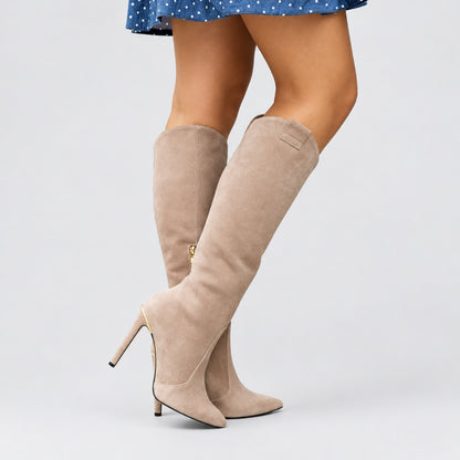 Bottines orthopédiques femme beige daim, vue studio