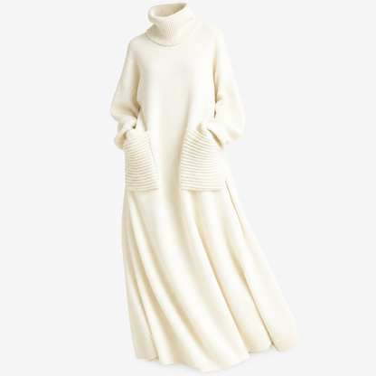 Robe maxi en maille blanche, vue studio