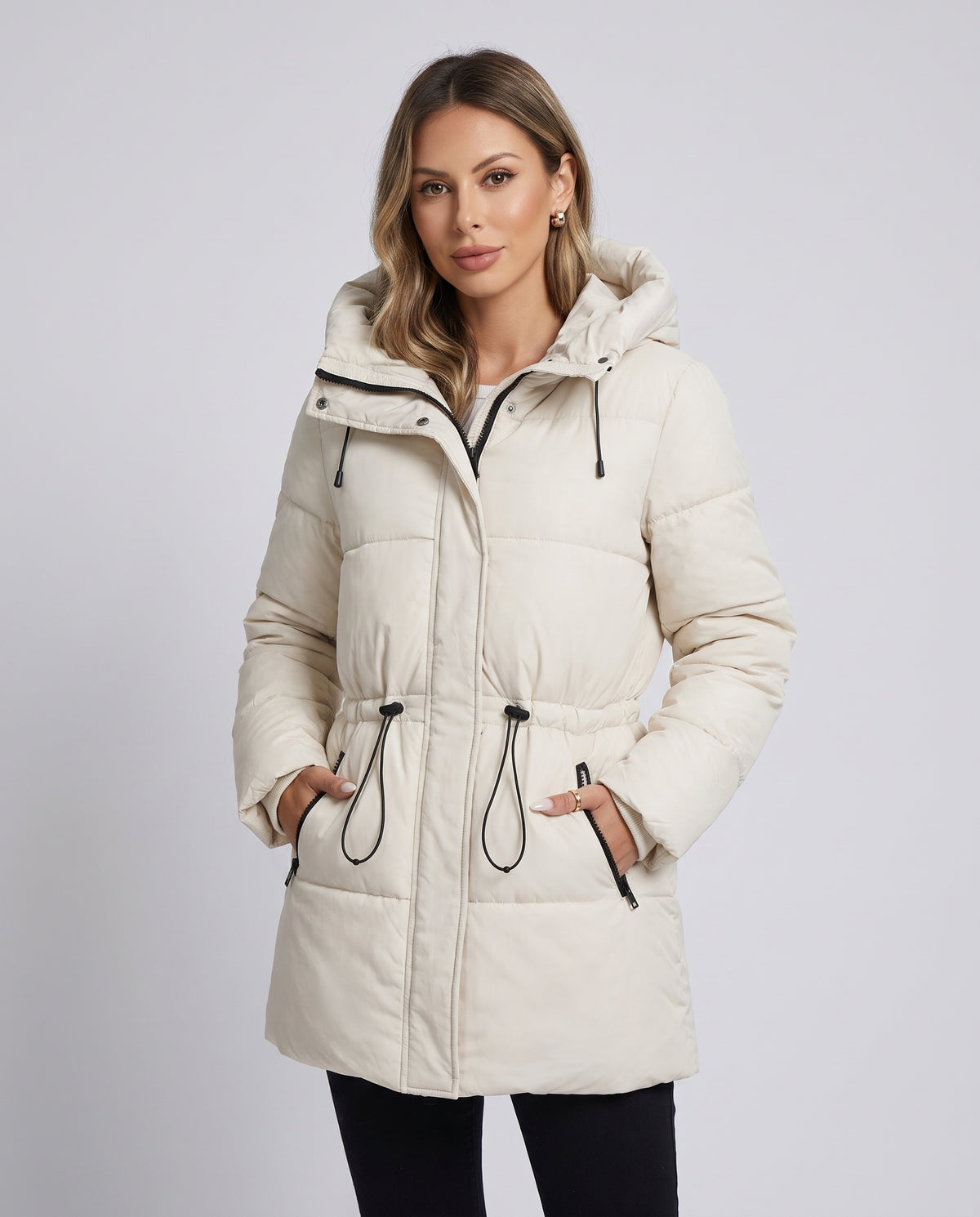 Manteau d'Hiver Chaud à Doublure Moelleuse Cassandra - Ivoire, studio