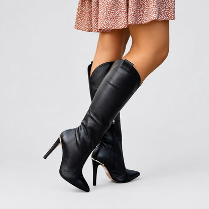 Bottines orthopédiques femme noir cuir, vue studio