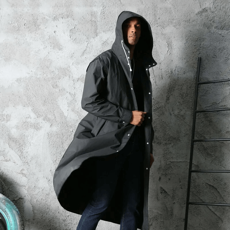 Imperméable long femme noir vue de dos