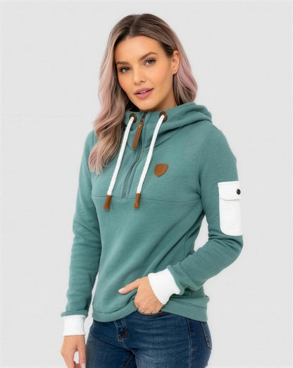 Sweat à Capuche Femme Zippé Vert