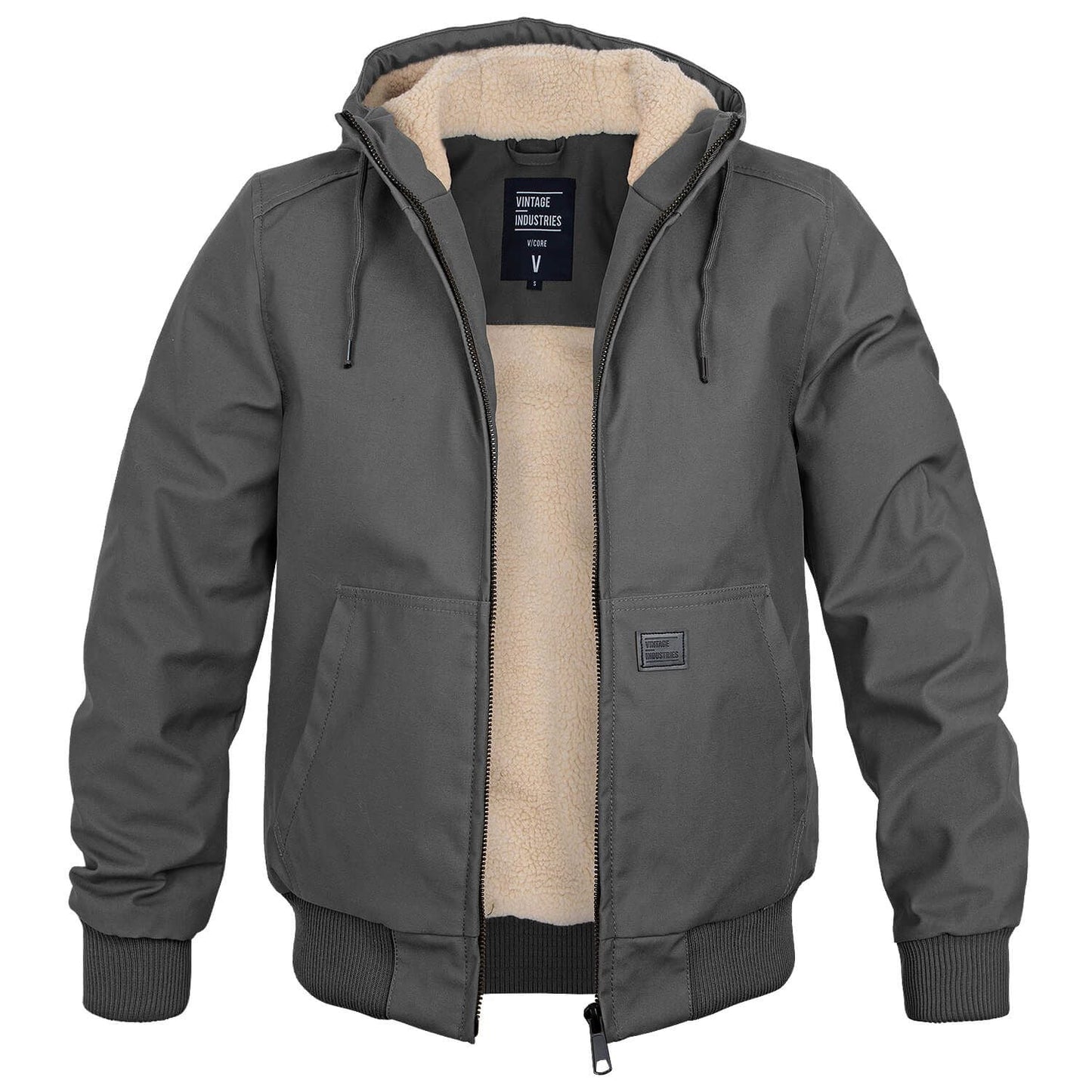 Veste bomber homme à capuche doublée sherpa, coloris gris