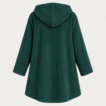 manteau femme vert foncé, vue de dos