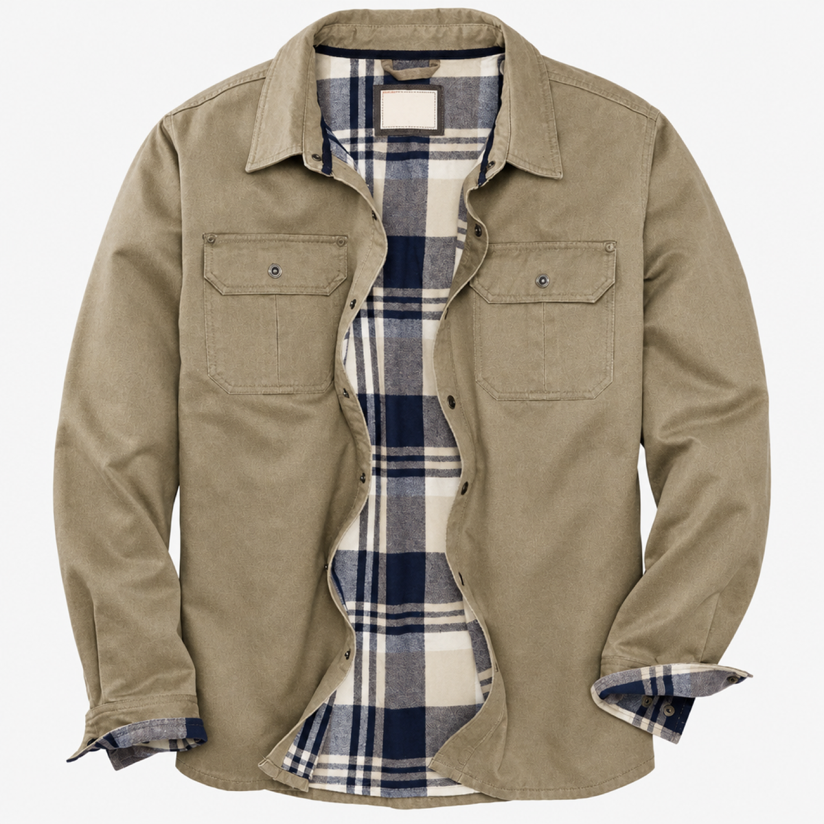 Veste trucker homme en tissu ciré beige, vue de face