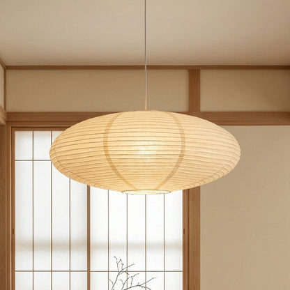 Suspension papier rond Ø60 cm, style wabi-sabi